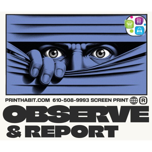 Vintage Print Habit Observe & Report Fan Graphic Thumbnail